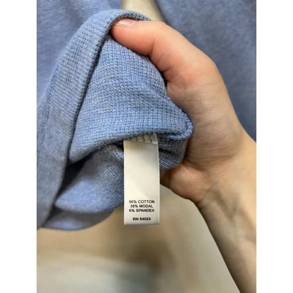 Banana Republic Mens Waffle Knit Relaxed Fit Long T-Shirt Sz L Blue Stretch